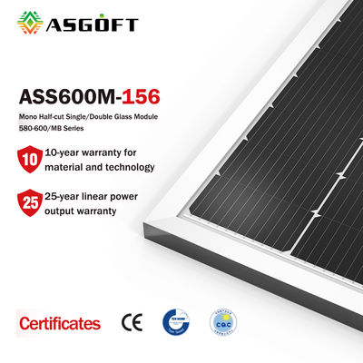 ASGOFT-Glas de Zonne Mono Monocrystalline Pv Comités 600w van de Celfilm