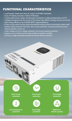 Van de Golfrs485 Hybride Zonneomschakelaar 5kw 3Kw van de Net Zuivere Sinus 1000 Watts