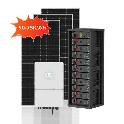 50 kWh 75 kWh Hoge Spanning Hybride Zonne-energiesysteem 100 kWh 300 kWh 750 kWh On-off-grid PV-batterij