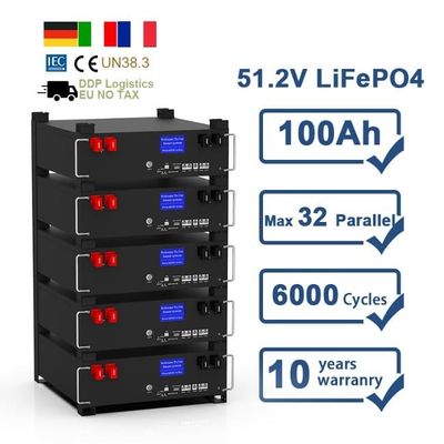 51.2V 100Ah BMS 5kw Diy LiFePO4 Stackable Home Solar Energy Storage Batterijen