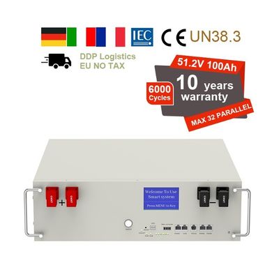 51.2V 100Ah 5kWh Lifepo4 Batterijpakket met BMS Serve Rack voor energieopslag thuis